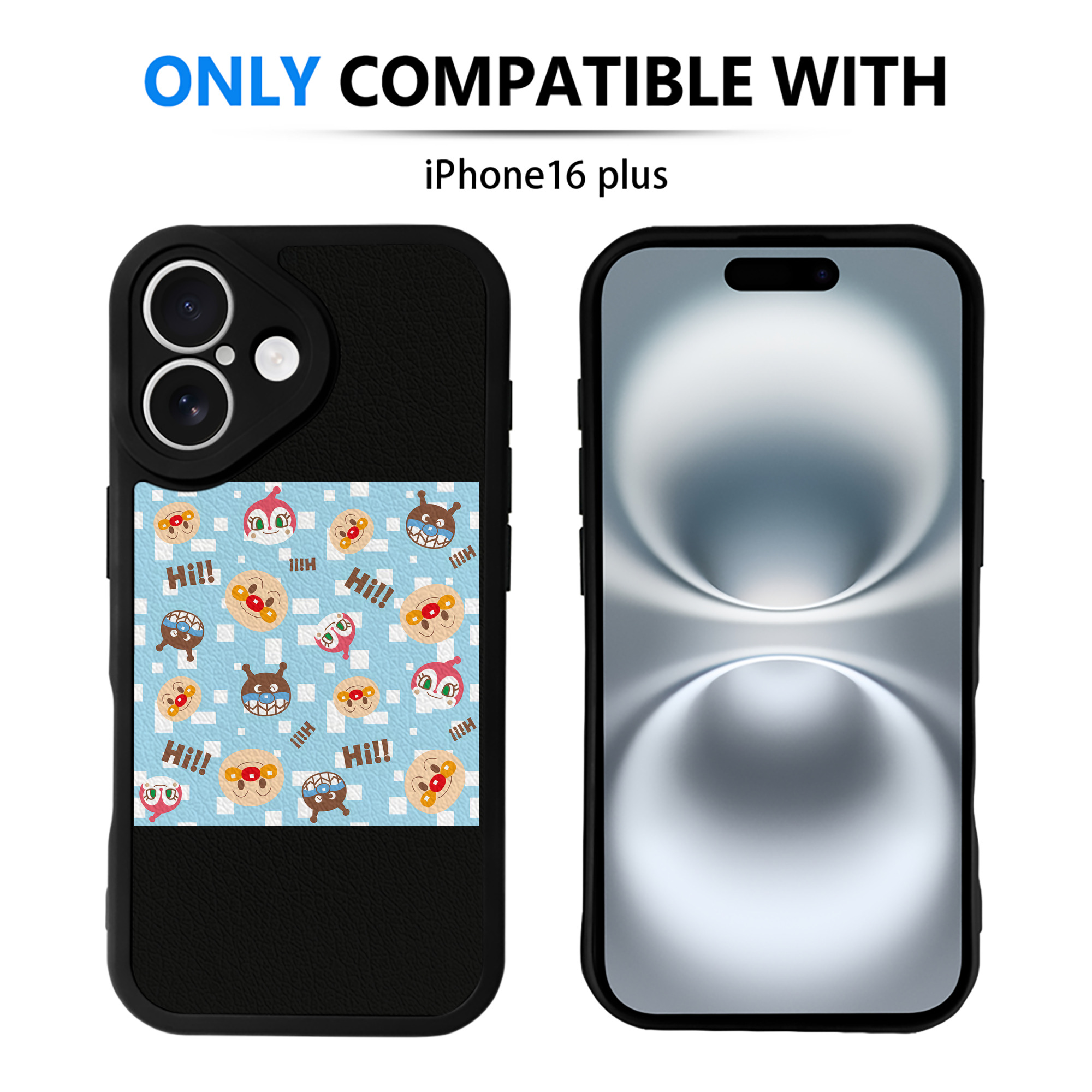 （画像用） アンパンマン Anpanman 【iPhone 16シリーズ対応】シリコンスマホケース（レザー調） 材質：シリコン